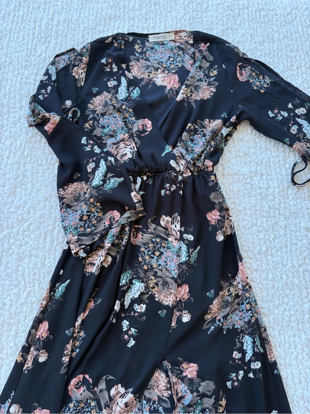 Rokoko by Dazz Black Floral Wrap Maxi Dress